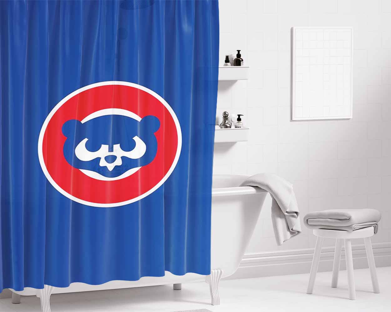 Chicago C Bathroom Shower Curtain Fabric Waterproof | 66 X 72 Inch