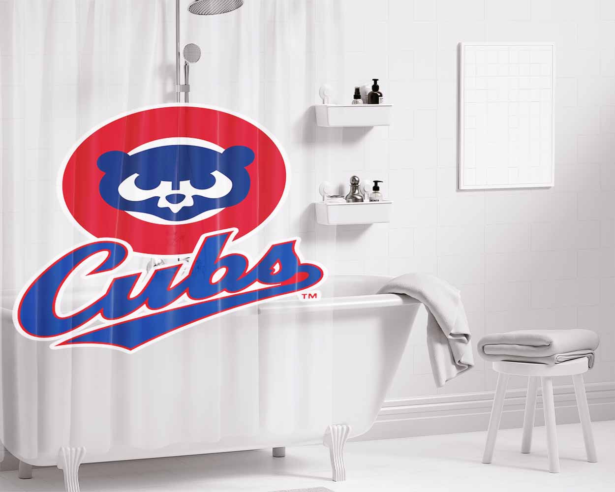 Chicago Ccubs Bathroom Shower Curtain Fabric Waterproof | 66 X 72 Inch