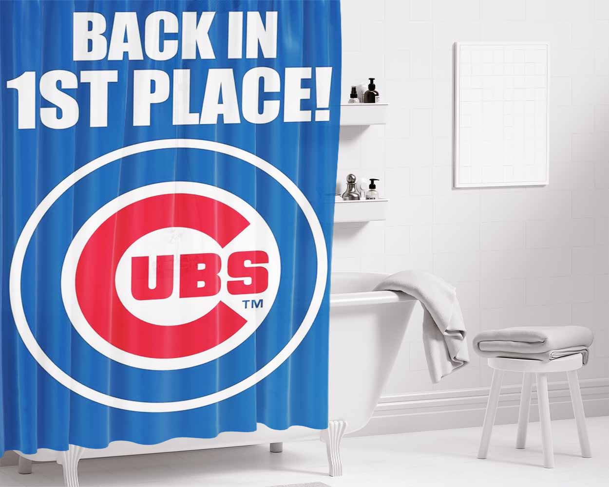 Chicago Cubs 2 Bathroom Shower Curtain Fabric Waterproof | 66 X 72 Inch