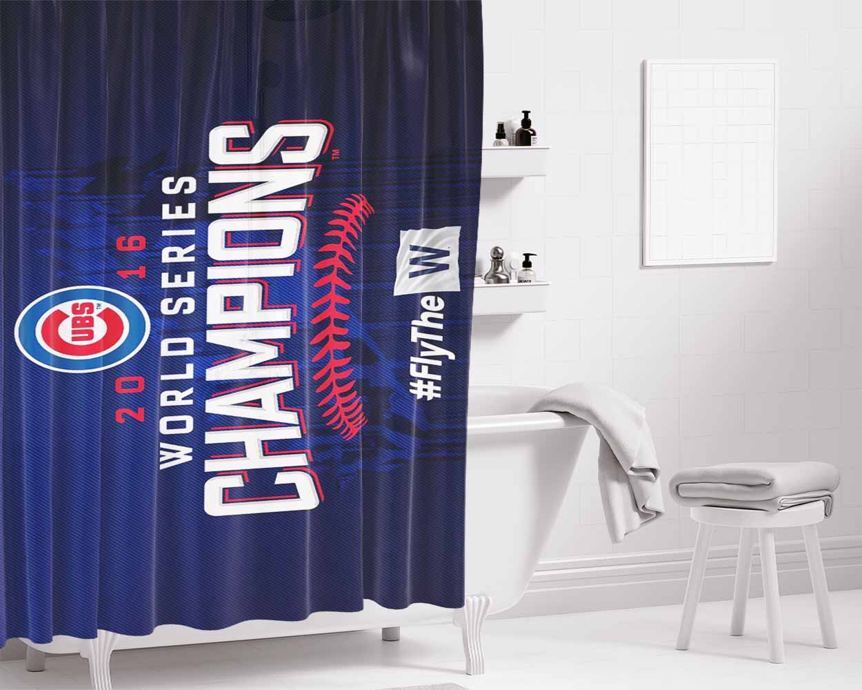Chicago Cubs 4 Bathroom Shower Curtain Fabric Waterproof | 66 X 72 Inch