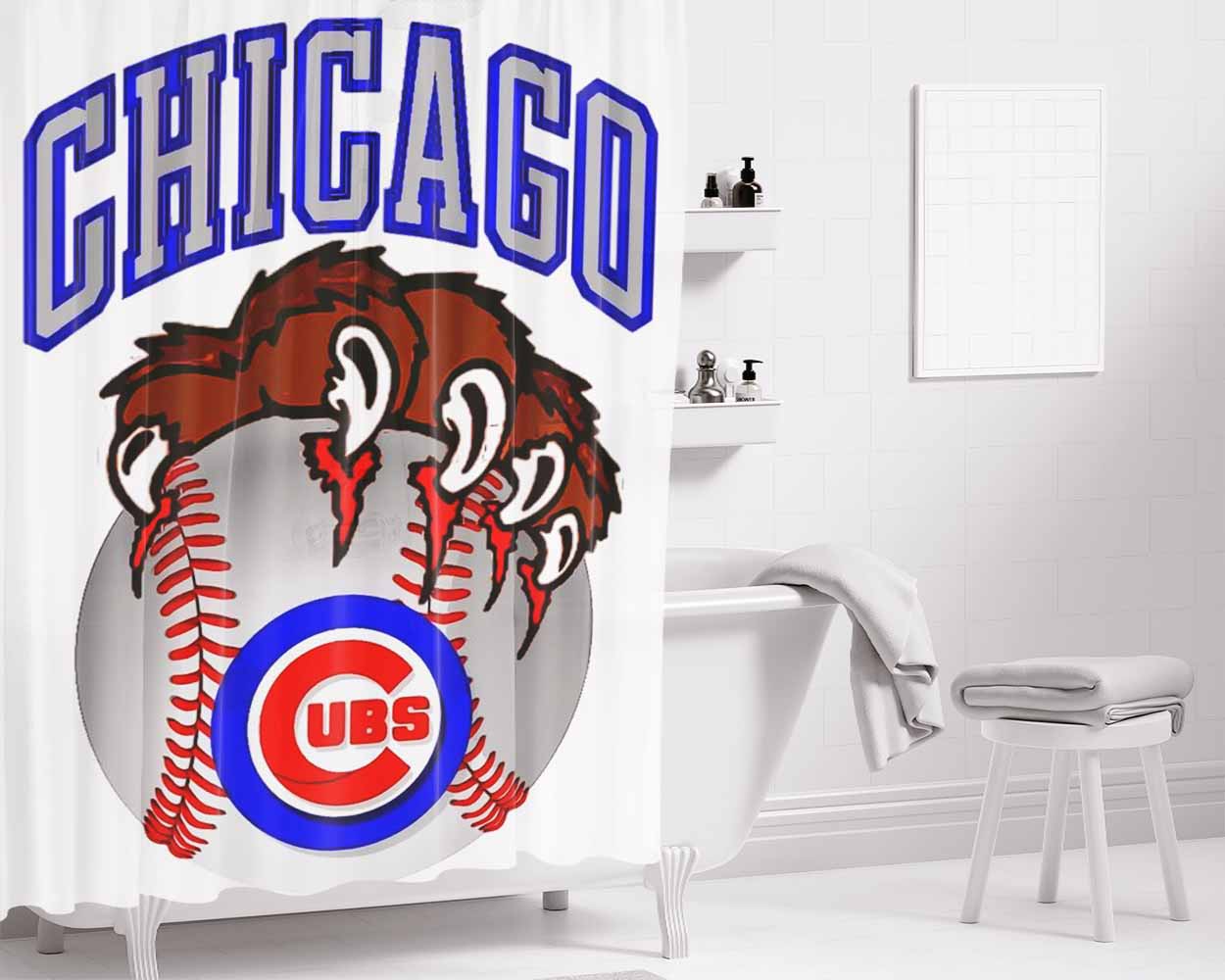 Chicago Cubs Baseball Be Bathroom Shower Curtain Fabric Waterproof | 66 X 72 Inch
