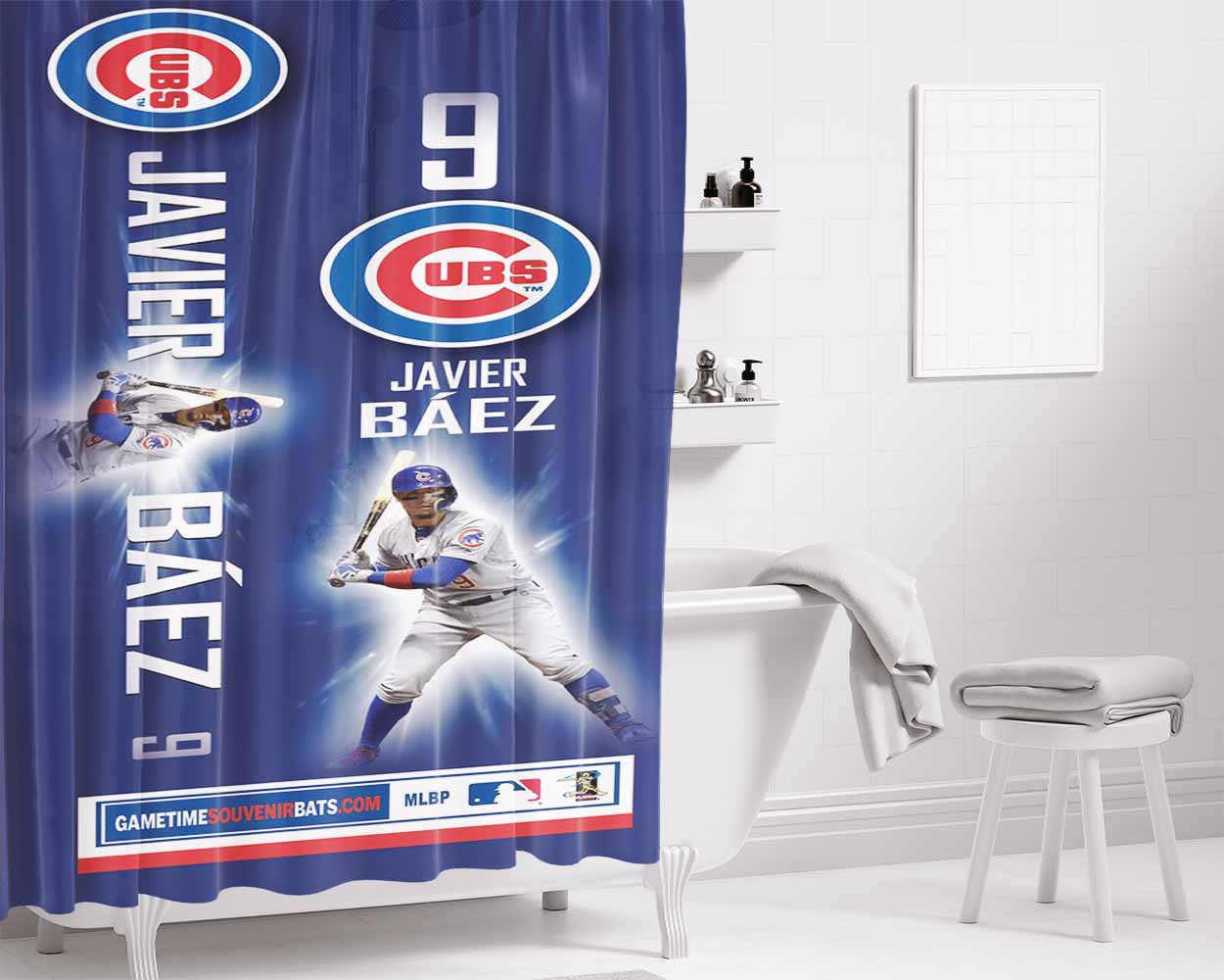Chicago Cubs Baseball V Bathroom Shower Curtain Fabric Waterproof | 66 X 72 Inch
