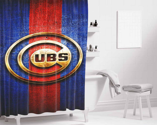 Chicago Cubs Golden American Baseball Bathroom Shower Curtain Fabric Waterproof | 66 X 72 Inch