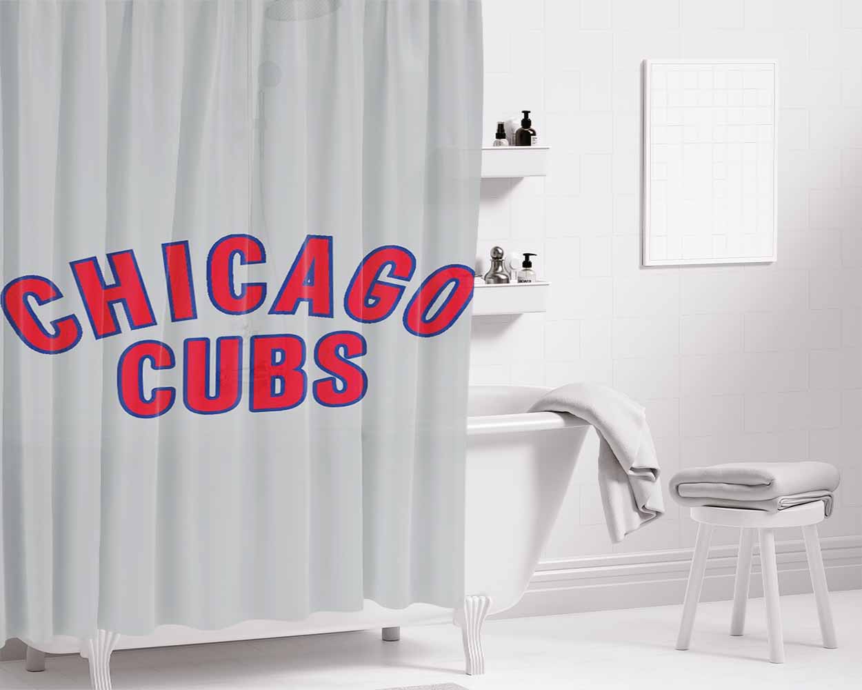 Chicago Cubs In Re Bathroom Shower Curtain Fabric Waterproof | 66 X 72 Inch