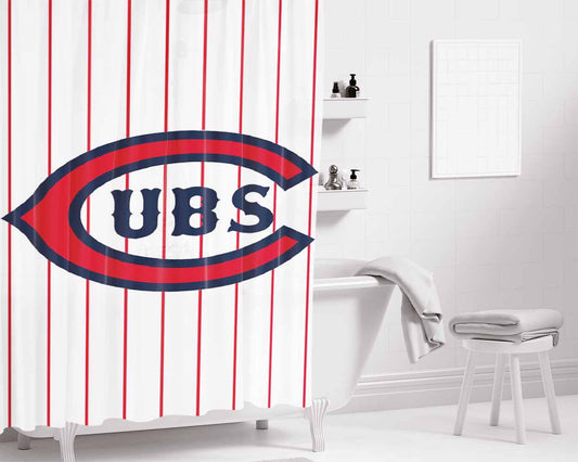 Chicago Cubs Letter C Bathroom Shower Curtain Fabric Waterproof | 66 X 72 Inch