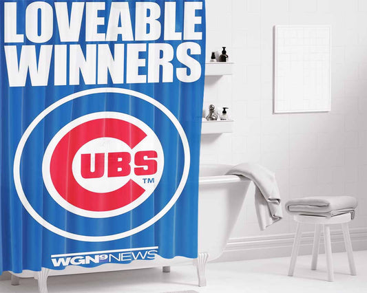 Chicago Cubs Loveable Bathroom Shower Curtain Fabric Waterproof | 66 X 72 Inch