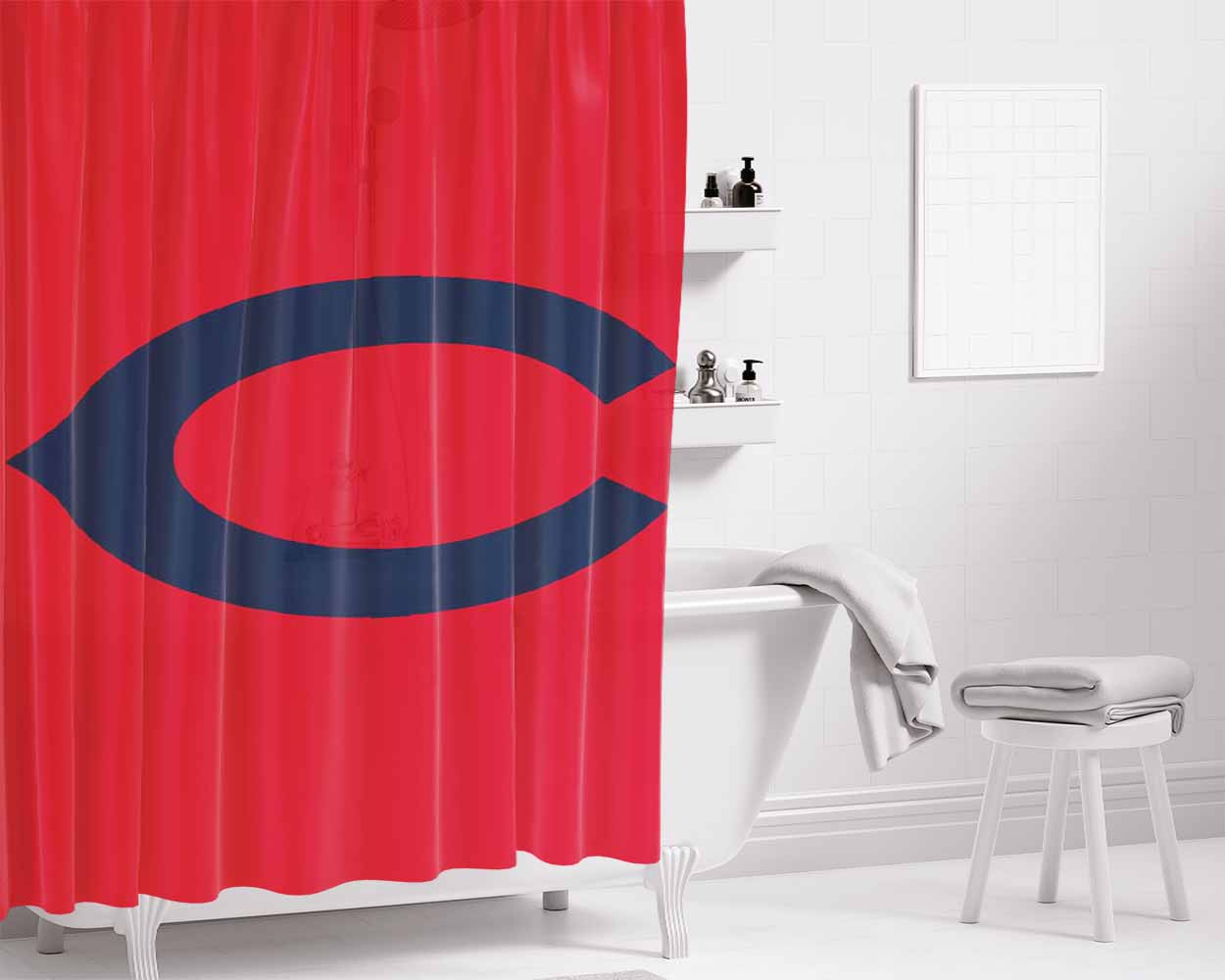 Chicago Cubs On T Bathroom Shower Curtain Fabric Waterproof | 66 X 72 Inch