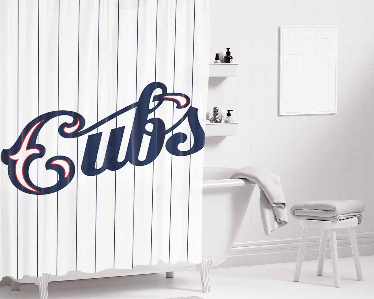 Chicago Cubs Street Bathroom Shower Curtain Fabric Waterproof | 66 X 72 Inch