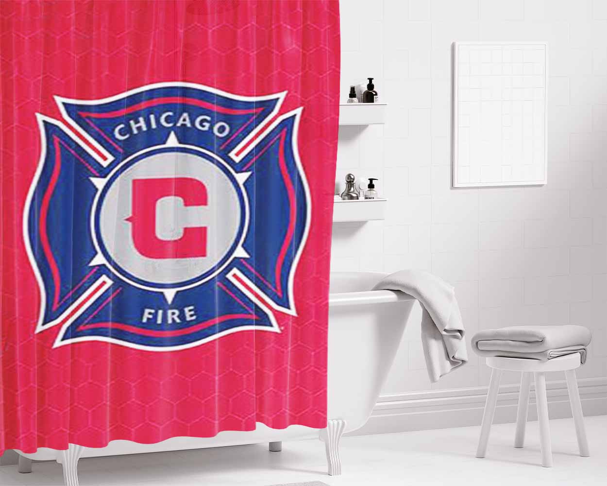 Chicago Fire Logo Bathroom Shower Curtain Fabric Waterproof | 66 X 72 Inch