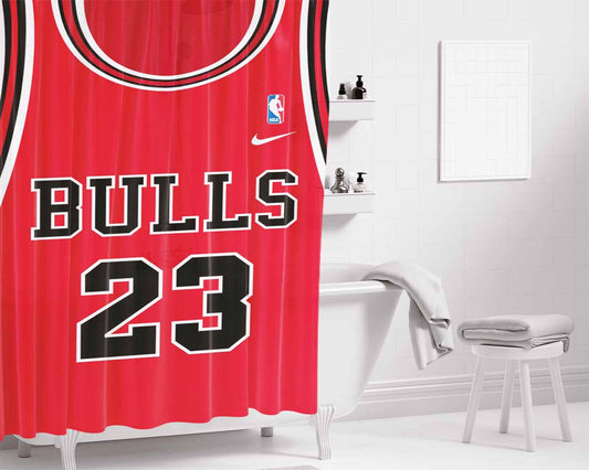 Cichago Bulls Jersey Bathroom Shower Curtain Fabric Waterproof | 66 X 72 Inch