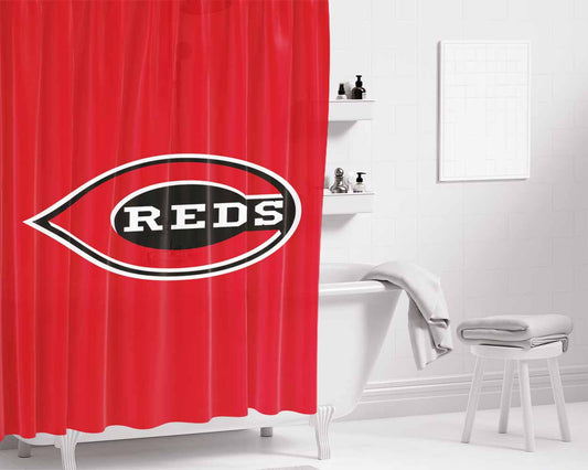 Cincinnati Red Logo 2 Bathroom Shower Curtain Fabric Waterproof | 66 X 72 Inch