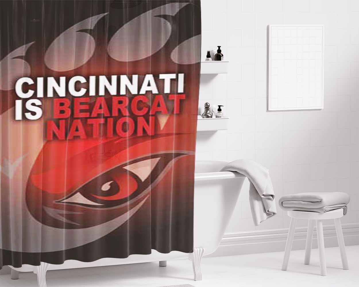 Cinncinnati Bearcats Nation Bathroom Shower Curtain Fabric Waterproof | 66 X 72 Inch