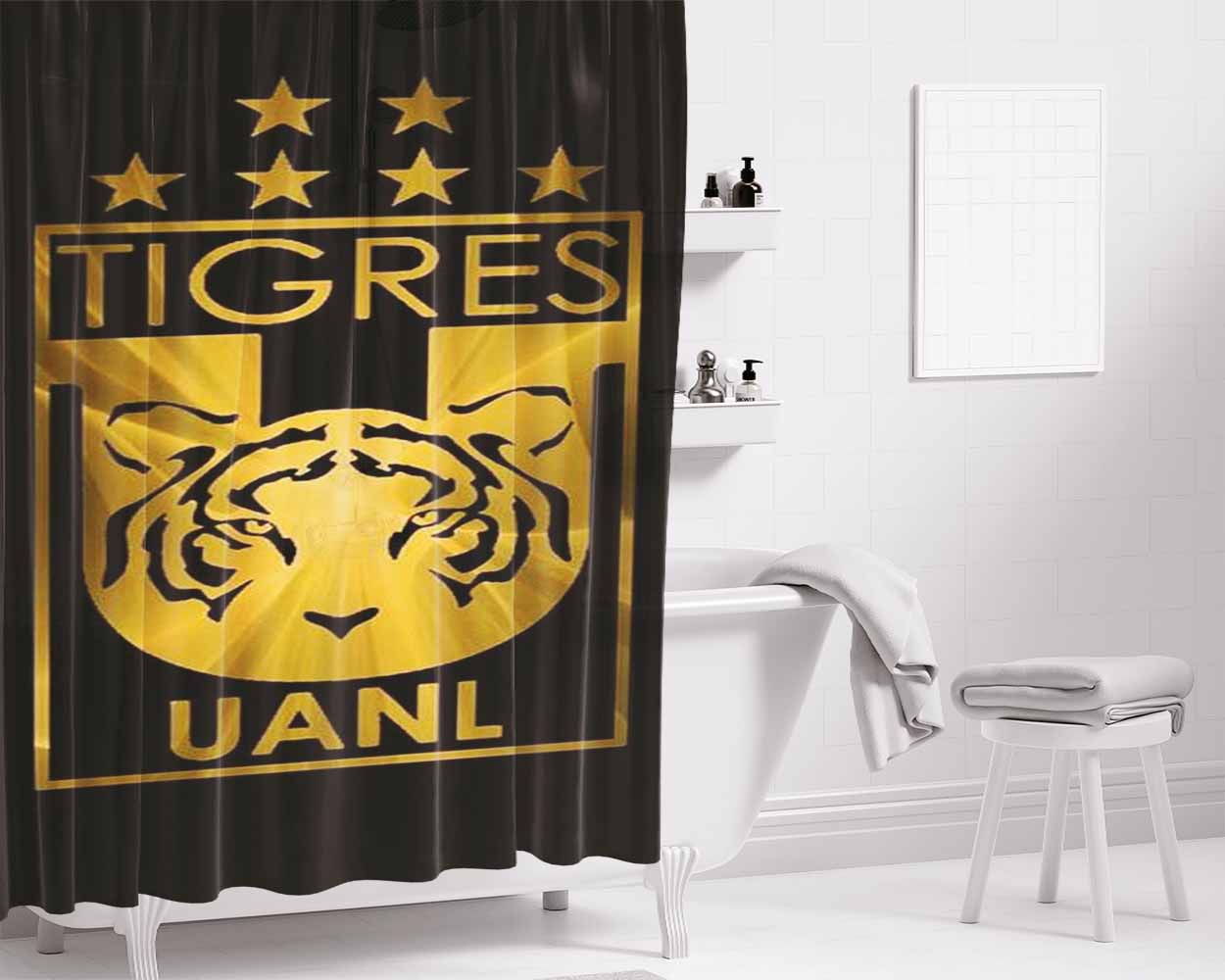 Club Uanl Tigres Gold Logo Bathroom Shower Curtain Fabric Waterproof | 66 X 72 Inch