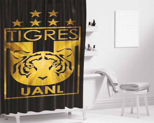 Club Uanl Tigres Gold Logo Bathroom Shower Curtain Fabric Waterproof | 66 X 72 Inch