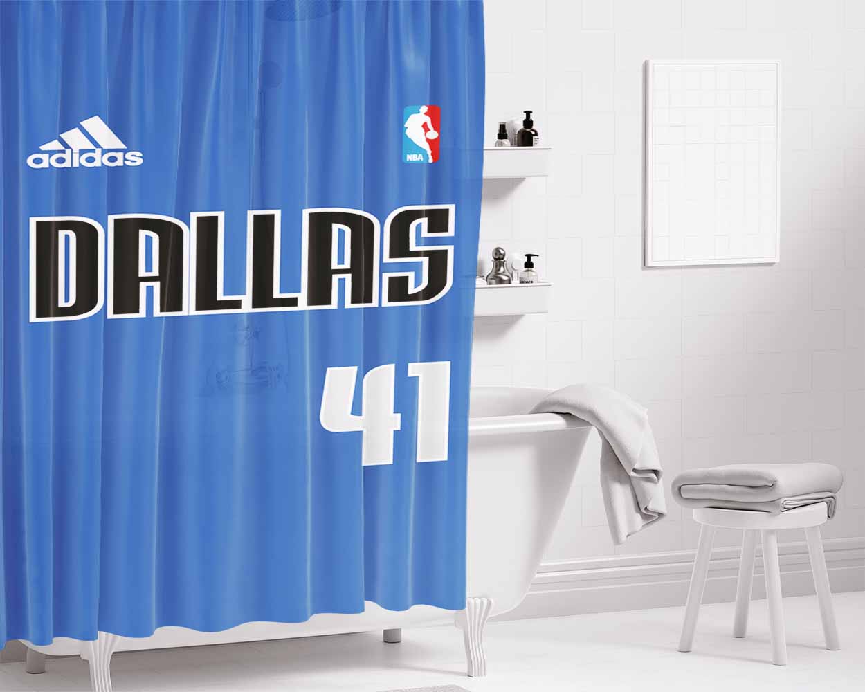 Dallas 41 Bathroom Shower Curtain Fabric Waterproof | 66 X 72 Inch