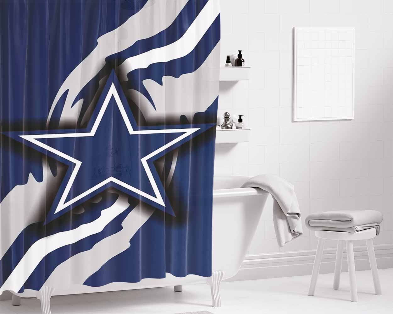 Dallas Cowbo Bathroom Shower Curtain Fabric Waterproof | 66 X 72 Inch
