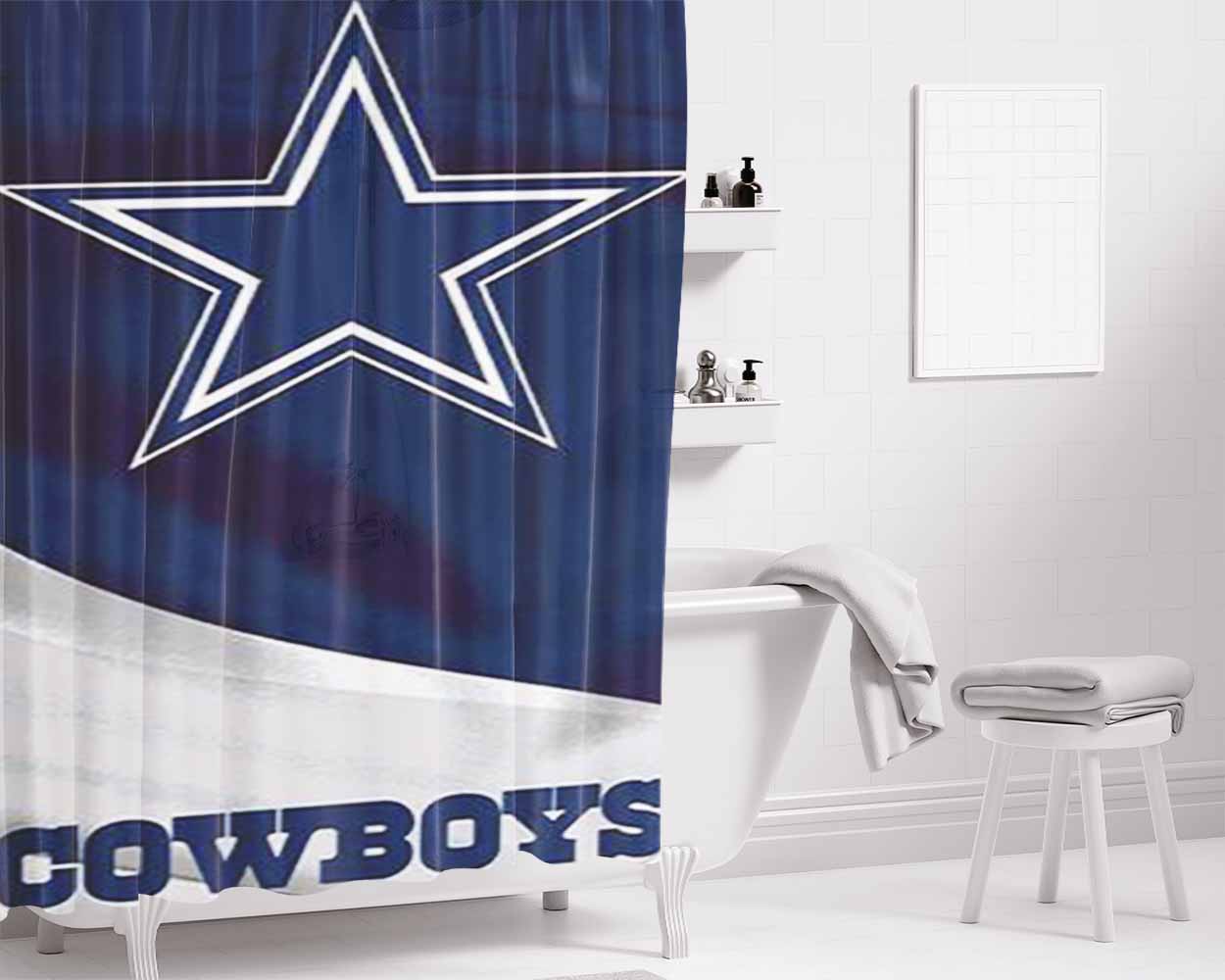 Dallas Cowboys 3 Bathroom Shower Curtain Fabric Waterproof | 66 X 72 Inch