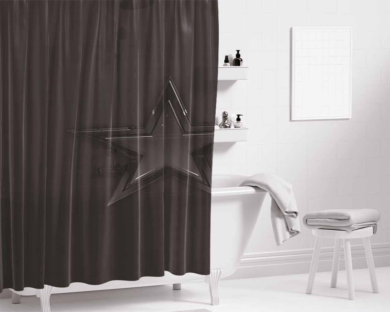 Dallas Cowboys Black Star Bathroom Shower Curtain Fabric Waterproof | 66 X 72 Inch