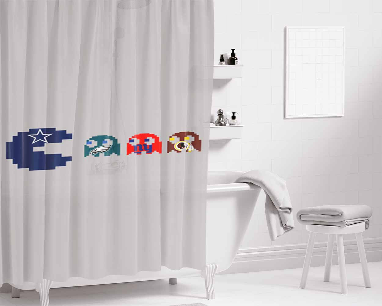 Dallas Cowboys Eating The Nfc Bathroom Shower Curtain Fabric Waterproof | 66 X 72 Inch