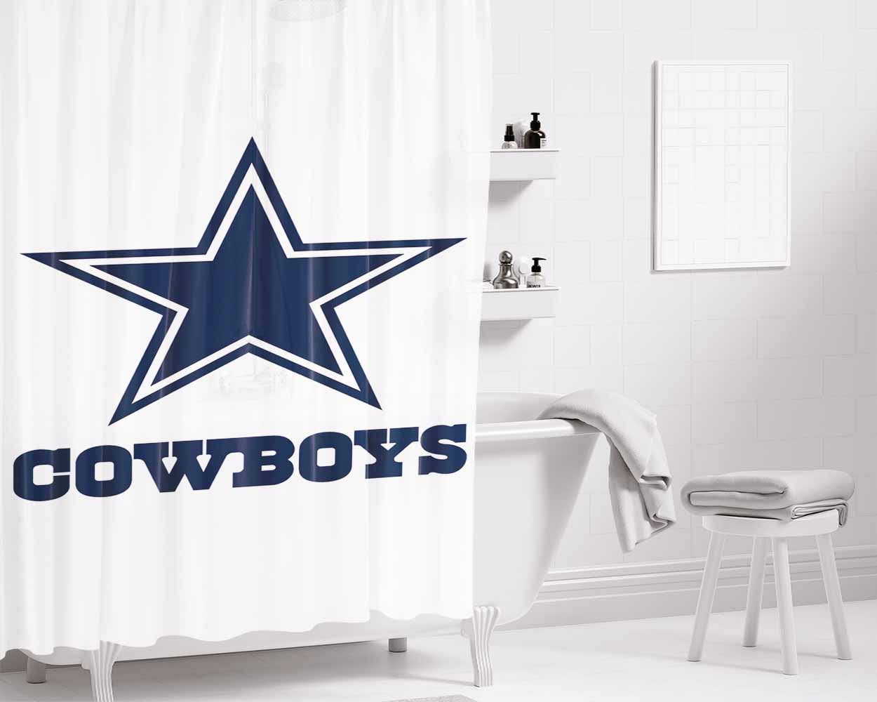 Dallas Cowboys Football Logo Bathroom Shower Curtain Fabric Waterproof | 66 X 72 Inch