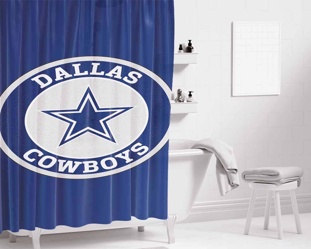 Dallas Cowboys Logo Bathroom Shower Curtain Fabric Waterproof | 66 X 72 Inch