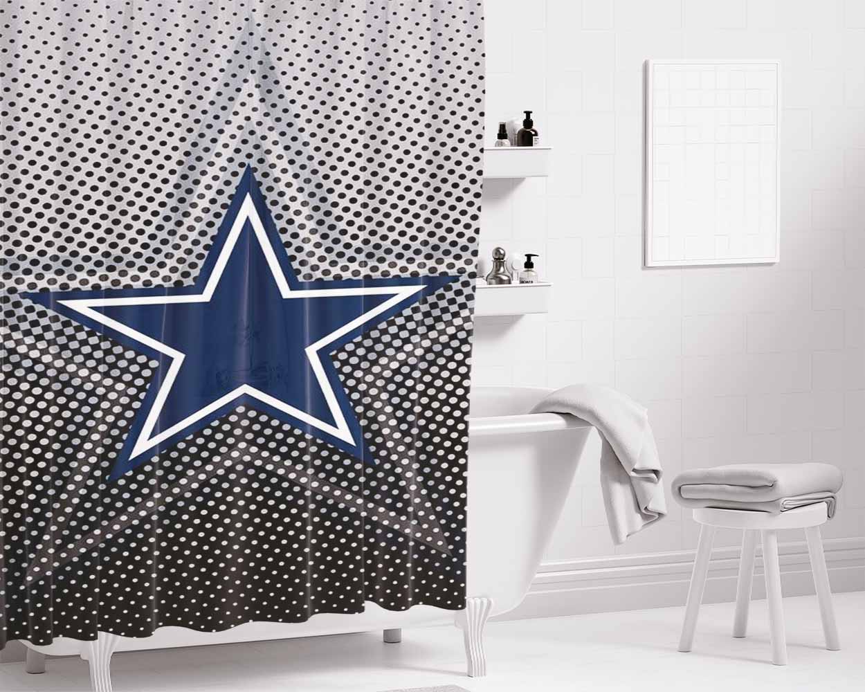 Dallas Cowboys Wallapaper Carbon 2 Bathroom Shower Curtain Fabric Waterproof | 66 X 72 Inch