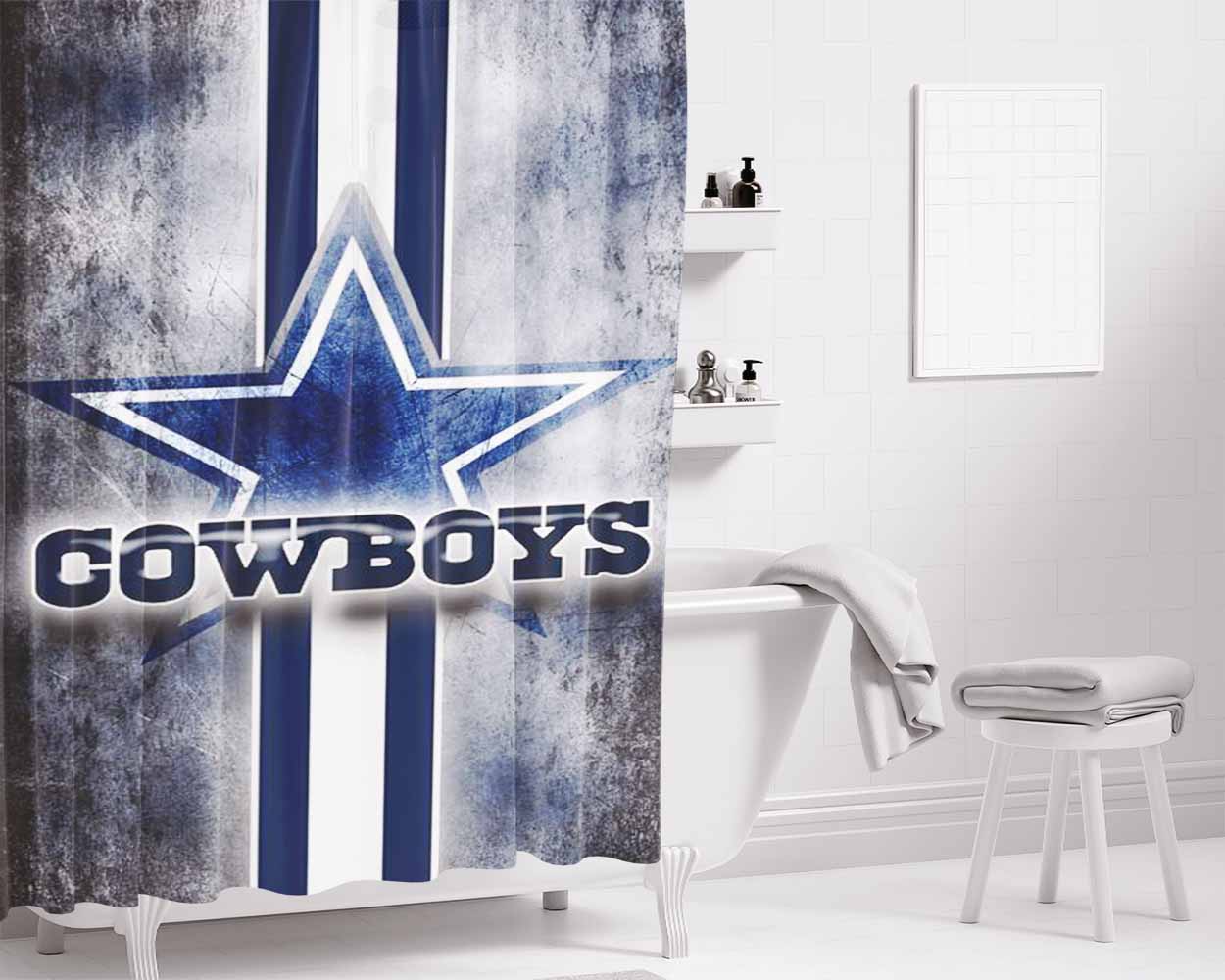 Dallas Cowboys Wallapaper Bathroom Shower Curtain Fabric Waterproof | 66 X 72 Inch