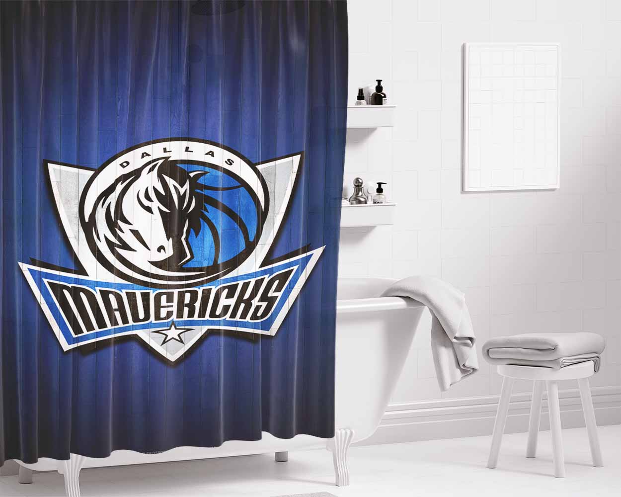 Dallas Mavericks Hardwood 2 Bathroom Shower Curtain Fabric Waterproof | 66 X 72 Inch