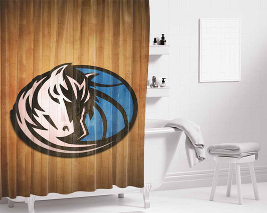 Dallas Mavericks Hardwood Bathroom Shower Curtain Fabric Waterproof | 66 X 72 Inch
