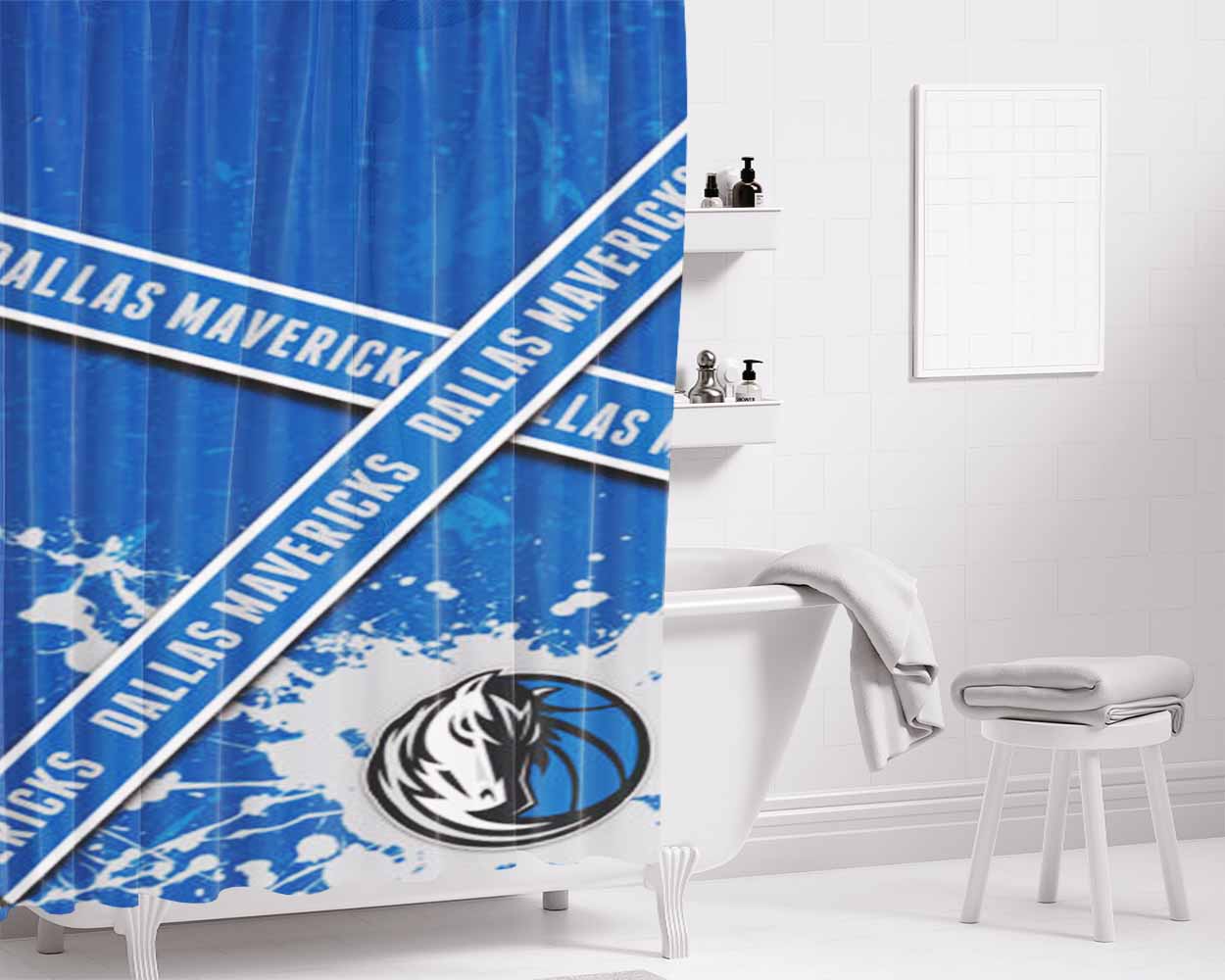 Dallas Mavericks Logo Bathroom Shower Curtain Fabric Waterproof | 66 X 72 Inch