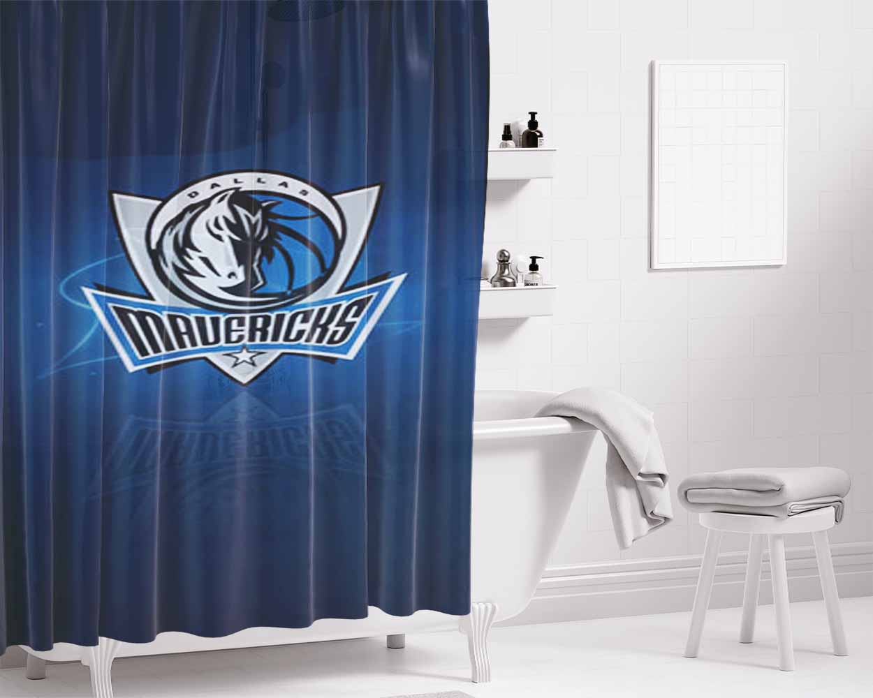 Dallas Mavericks Nba Bathroom Shower Curtain Fabric Waterproof | 66 X 72 Inch