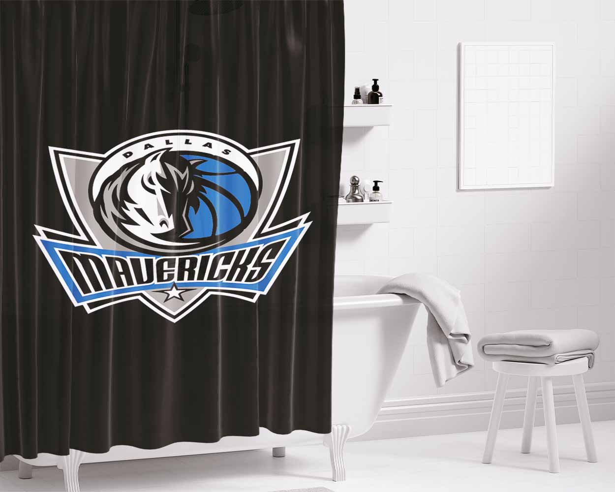 Dallas Mavericks Bathroom Shower Curtain Fabric Waterproof | 66 X 72 Inch