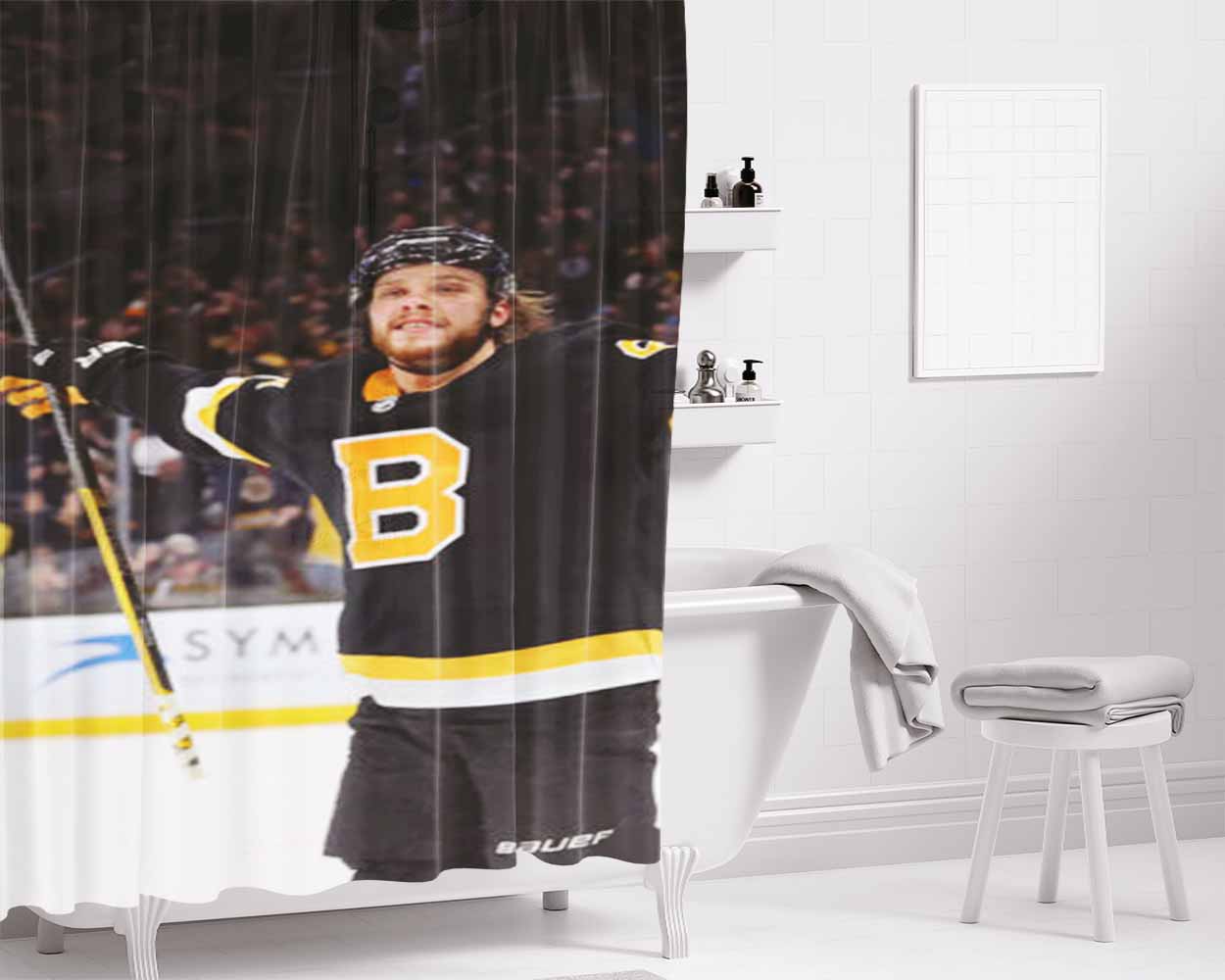David Pastrnak Boston Bruins Nhl Bathroom Shower Curtain Fabric Waterproof | 66 X 72 Inch