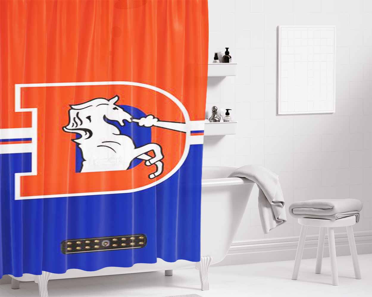 Denver Broncos 20 Bathroom Shower Curtain Fabric Waterproof | 66 X 72 Inch
