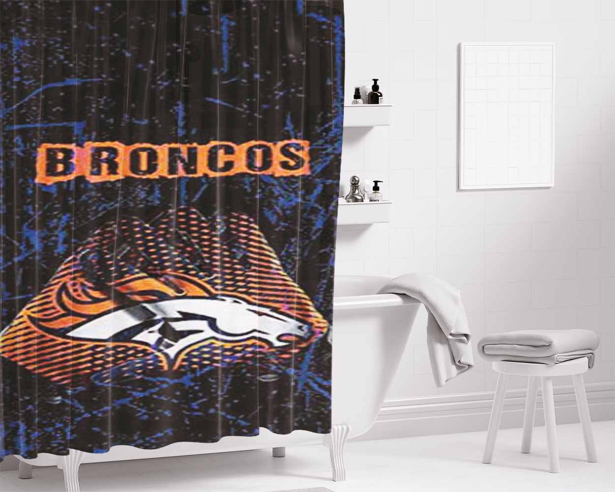 Denver Broncos Gloves Rough Bathroom Shower Curtain Fabric Waterproof | 66 X 72 Inch