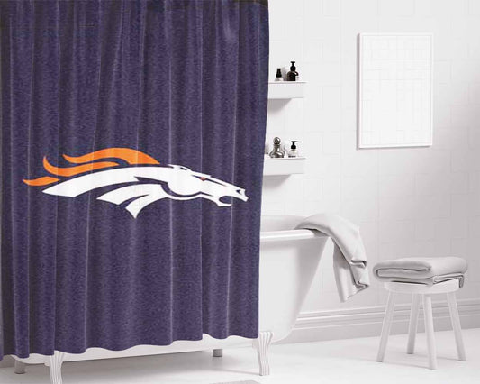 Denver Broncos Grainy Bathroom Shower Curtain Fabric Waterproof | 66 X 72 Inch