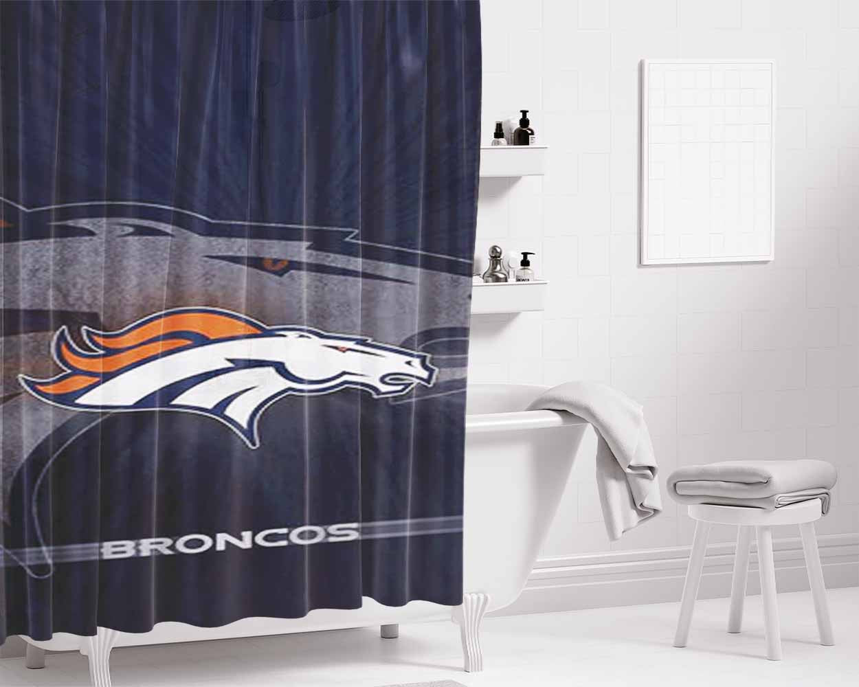 Denver Broncos Logo 2 Bathroom Shower Curtain Fabric Waterproof | 66 X 72 Inch