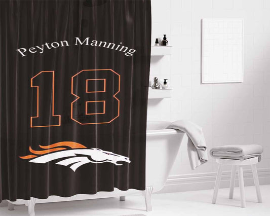 Denver Broncos P Manning Bathroom Shower Curtain Fabric Waterproof | 66 X 72 Inch