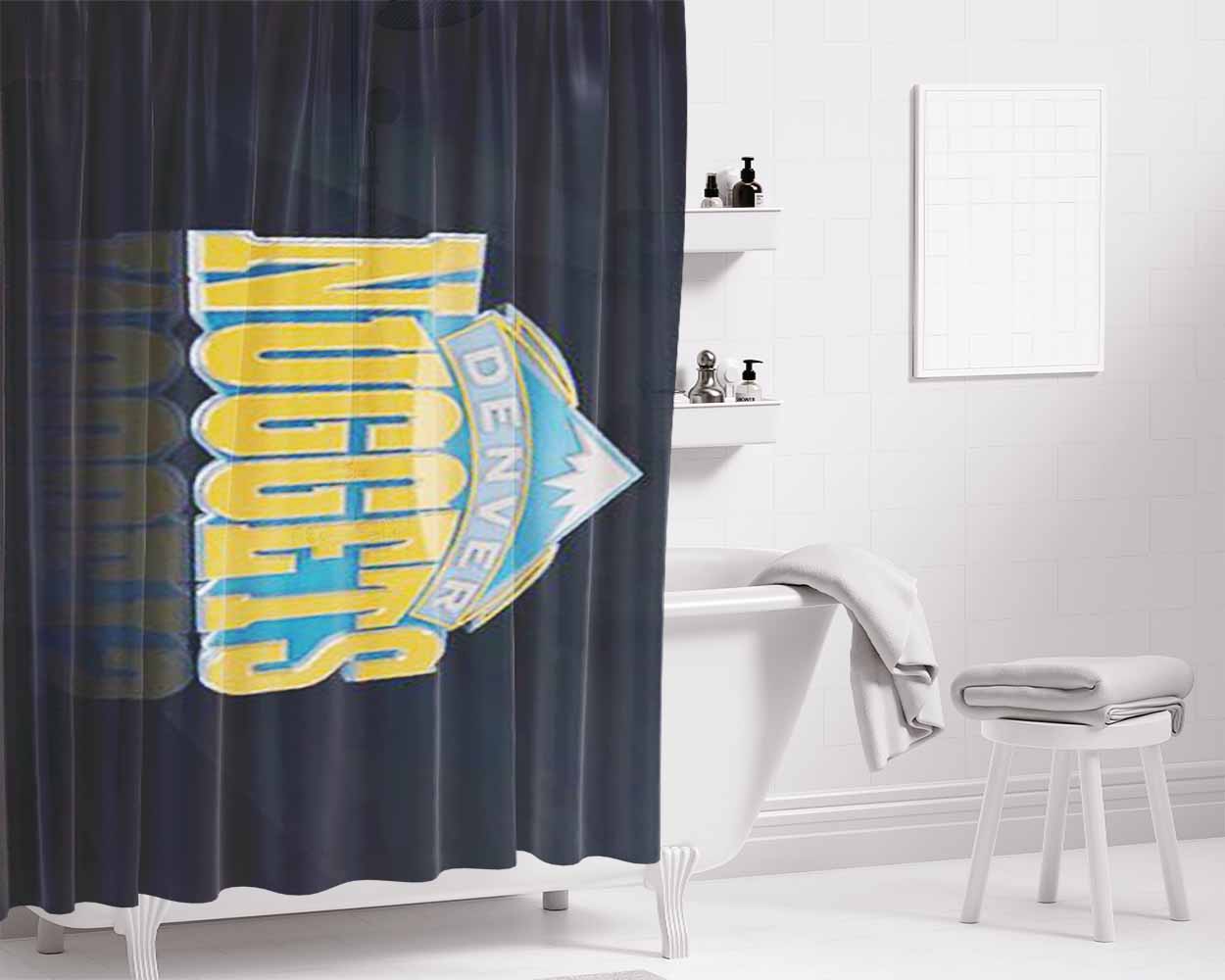 Denver Nuggets Logo Nba Bathroom Shower Curtain Fabric Waterproof | 66 X 72 Inch