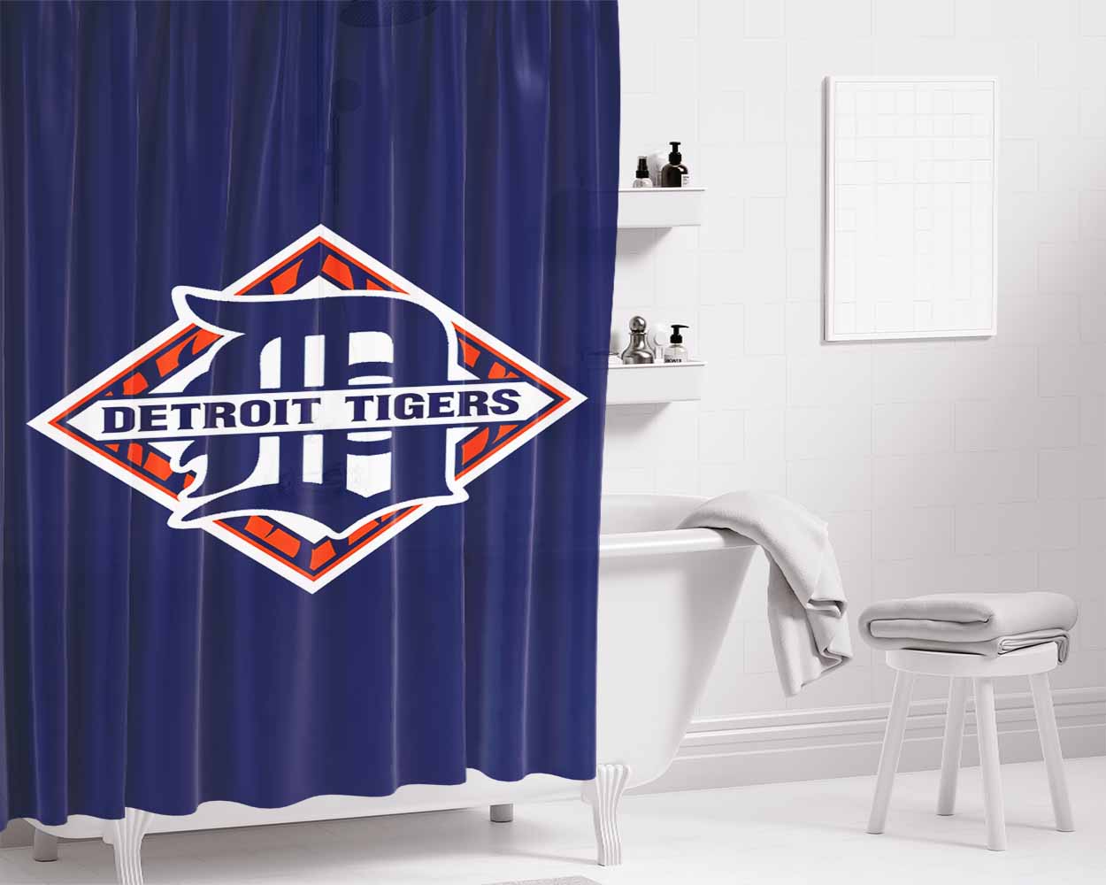 Detroit Logo Bathroom Shower Curtain Fabric Waterproof | 66 X 72 Inch