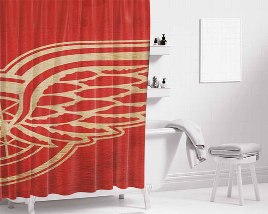 Detroit Red Wings Distressed Logo Bathroom Shower Curtain Fabric Waterproof | 66 X 72 Inch