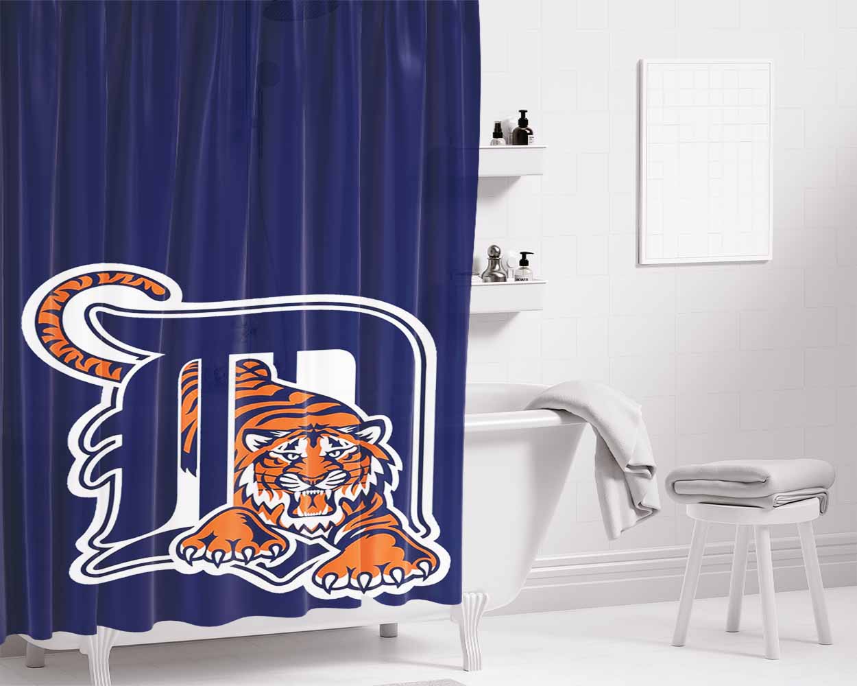 Detroit Tiger Logo 2017 Bathroom Shower Curtain Fabric Waterproof | 66 X 72 Inch