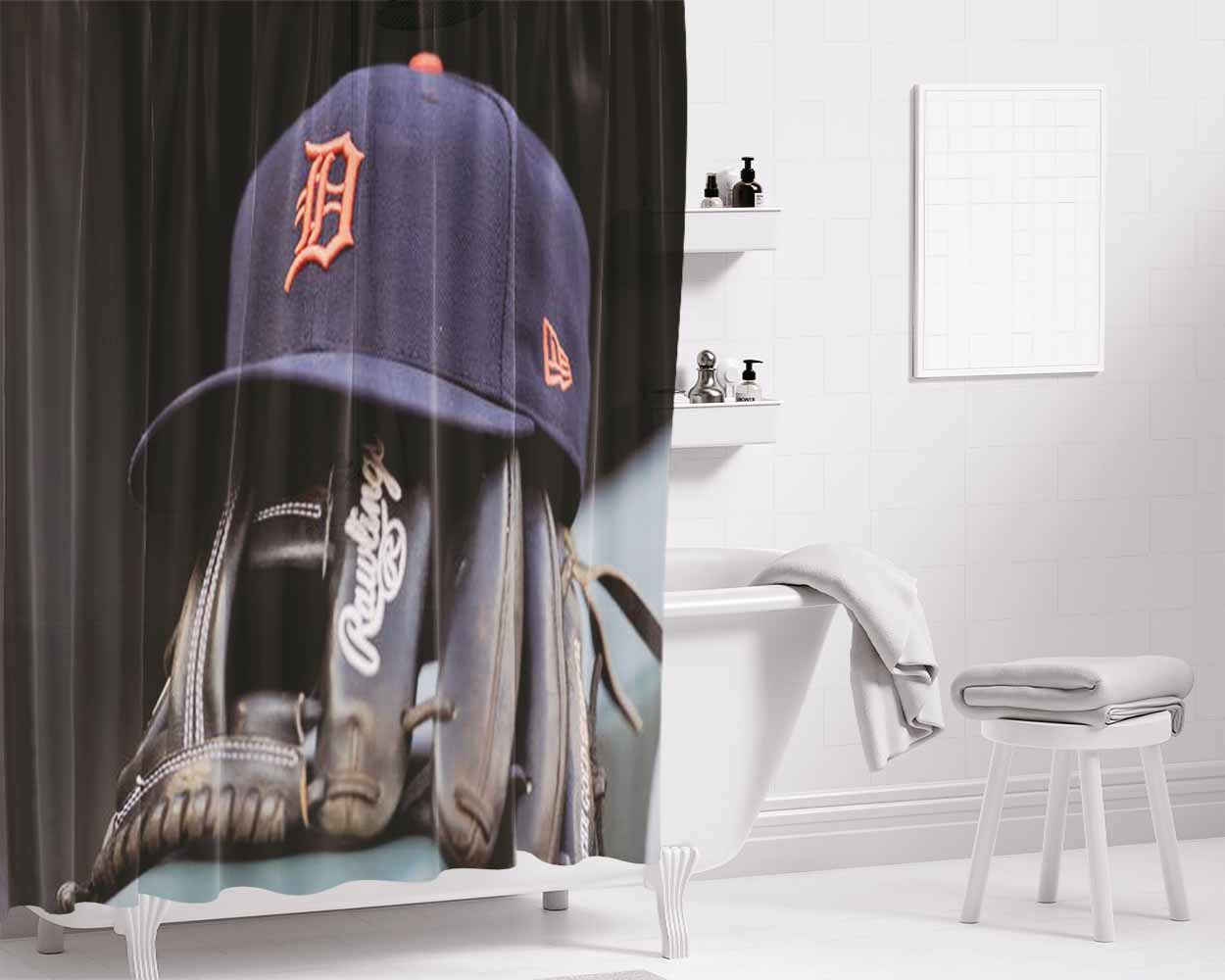 Detroit Tigers 89 Bathroom Shower Curtain Fabric Waterproof | 66 X 72 Inch