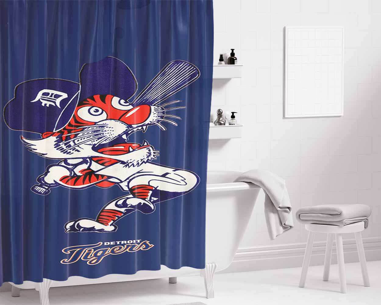 Detroit Tigers Baseball 2 Bathroom Shower Curtain Fabric Waterproof | 66 X 72 Inch