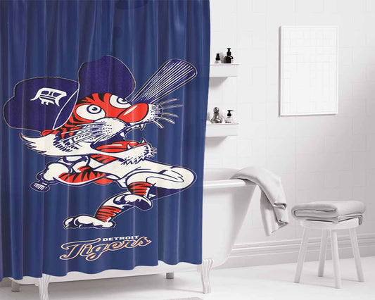 Detroit Tigers Baseball 2 Bathroom Shower Curtain Fabric Waterproof | 66 X 72 Inch