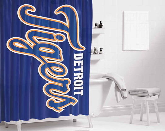 Detroit Tigers Font Bathroom Shower Curtain Fabric Waterproof | 66 X 72 Inch
