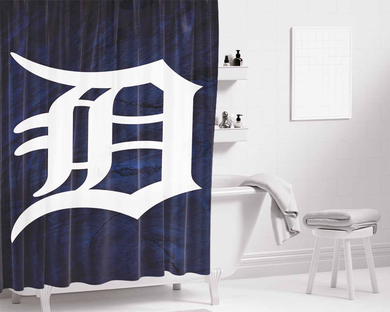 Detroit Tigers Logo Bathroom Shower Curtain Fabric Waterproof | 66 X 72 Inch