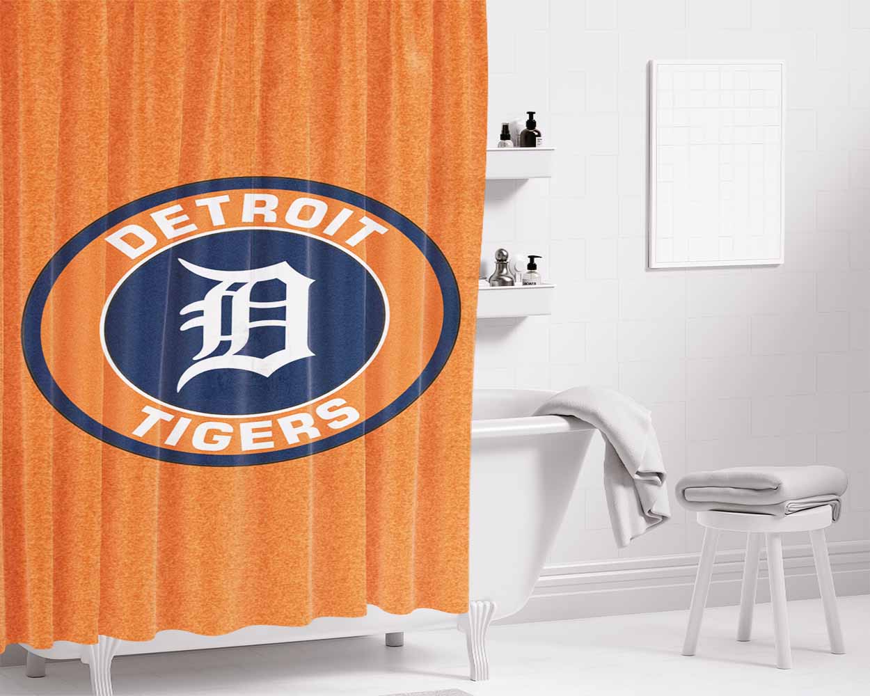 Detroit Tigers Mug Bathroom Shower Curtain Fabric Waterproof | 66 X 72 Inch