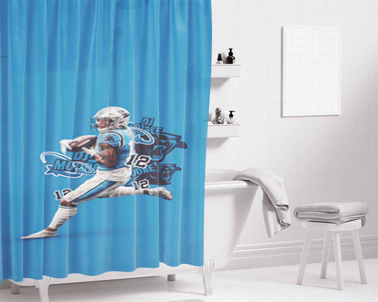 Dj Moore Carolina Panthers Bathroom Shower Curtain Fabric Waterproof | 66 X 72 Inch