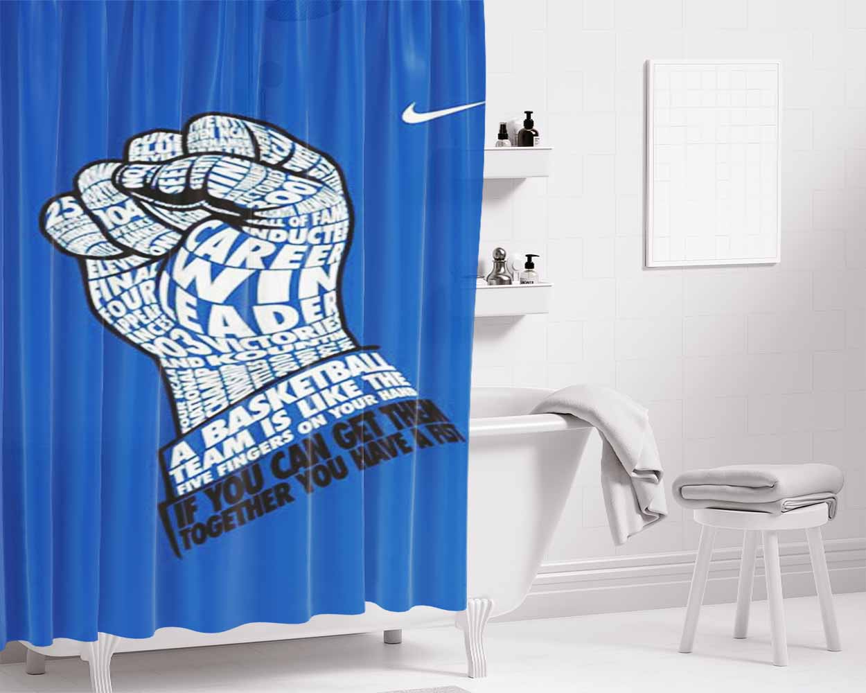 Duke Blue Devils Hand Bathroom Shower Curtain Fabric Waterproof | 66 X 72 Inch